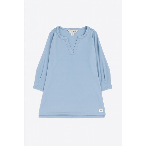 Orvis T-Shirt Top Blouse Women's Large Light Blue V-Neck 3/4 Sleeve Pima Cotton - Picture 1 of 11